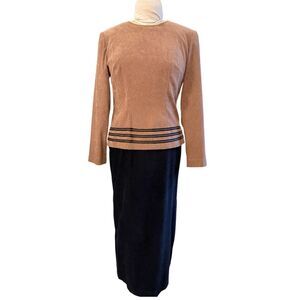 Positive Attitude Vintage Black & Tan Dress Peplum Size 6